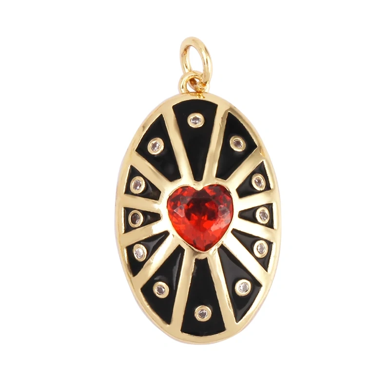 Palace Heart Enamel Charm Neon Pink Orange Turquoise Red Pendant Oil Dropped,Gold Plated Colour,Necklace Bracelet Pendant M82