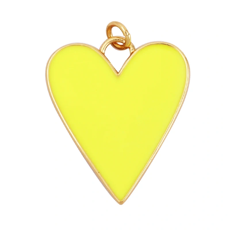 Colourful Enamel Heart Charm Neon Pink White Black Blue Pendant Oil Dropped , Real Gold Plated Colour for Necklace Bracelet K10