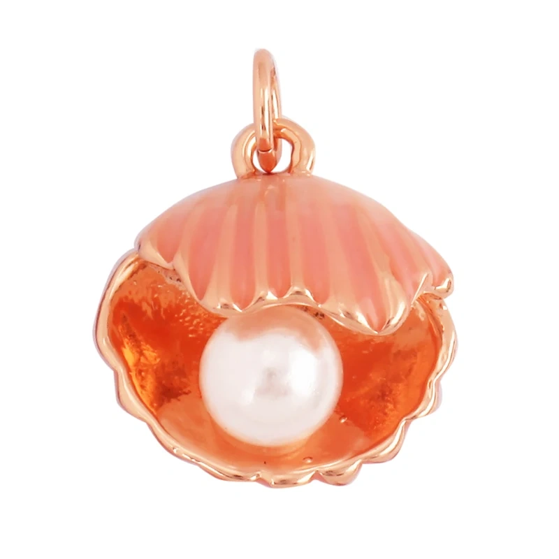 New Multicolor Enamel Pearl Scallop Starfish Seahorse Charm Necklace Pendant,Summer Beach Holiday Jewelry Components Supply L34