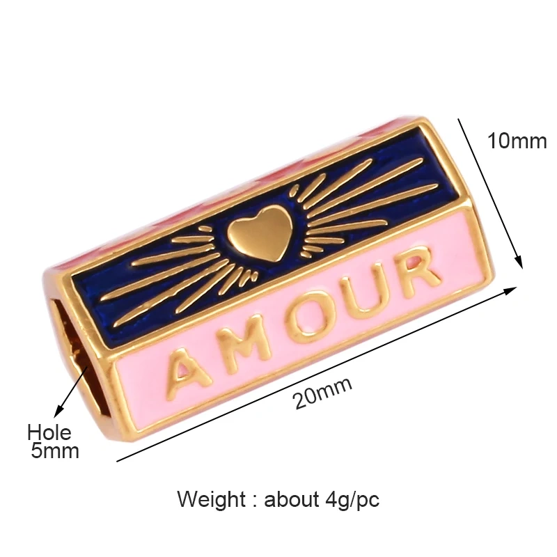 Love Amour Happy Dream Bullet hexagonal beads Tube, Spacor Enamel Metal Brass Based,Hand knotting Makding Supplies , men's bead