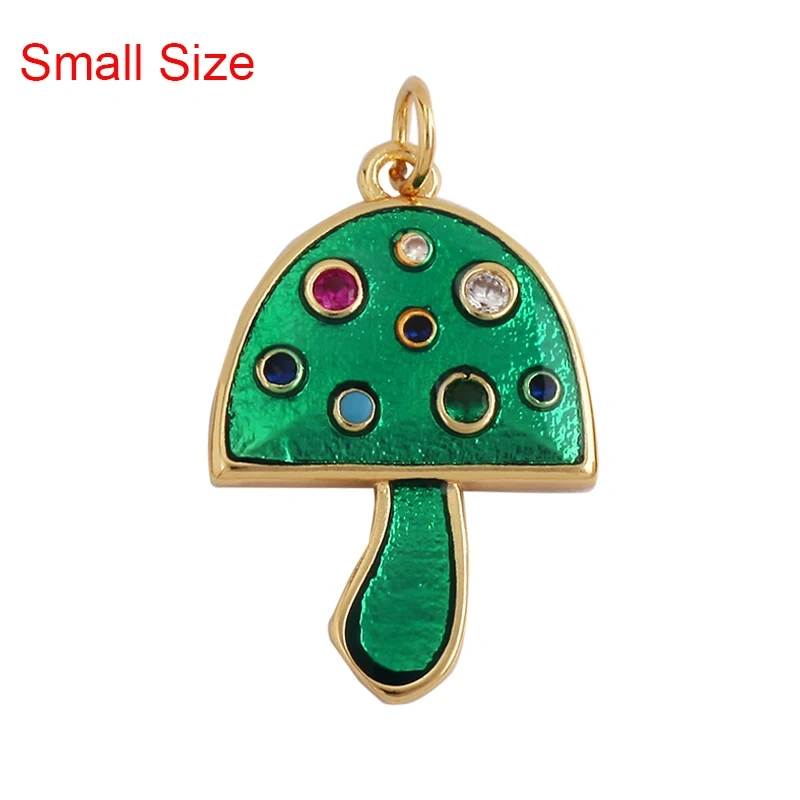 Mushroom Stripe Heart Charm Pendant, 18K Gold Plated Zircon Necklace Bracelet For Handmade Jewelry L24 M82