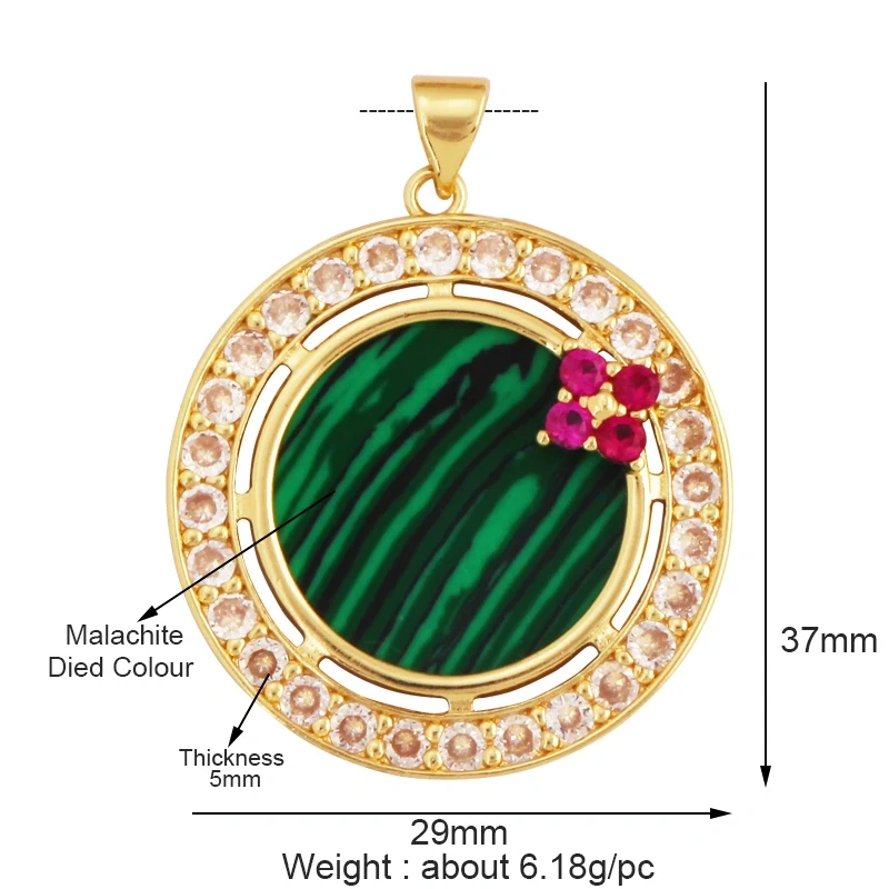 Fashion Elegant Love Heart Round Shape Natural Mother of Pearl Shell Agate Malachite Pendant Charm,DIY Necklace Accessories M30