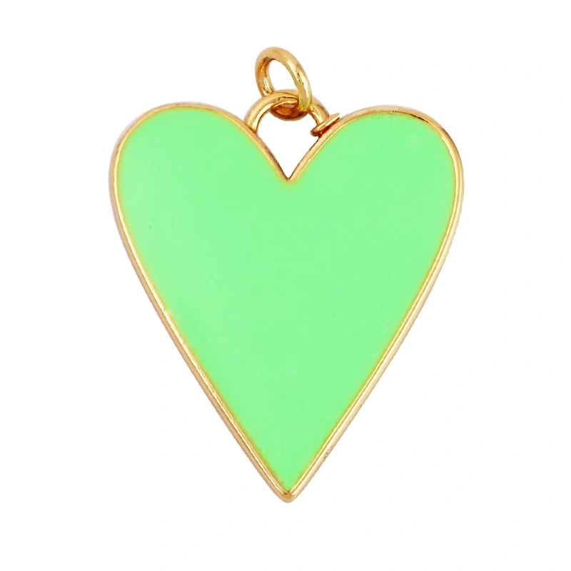 Colourful Enamel Heart Charm Neon Pink White Black Blue Pendant Oil Dropped , Real Gold Plated Colour for Necklace Bracelet K10