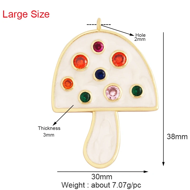 Mushroom Stripe Heart Charm Pendant, 18K Gold Plated Zircon Necklace Bracelet For Handmade Jewelry L24 M82