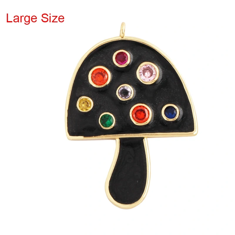 Mushroom Stripe Heart Charm Pendant, 18K Gold Plated Zircon Necklace Bracelet For Handmade Jewelry L24 M82