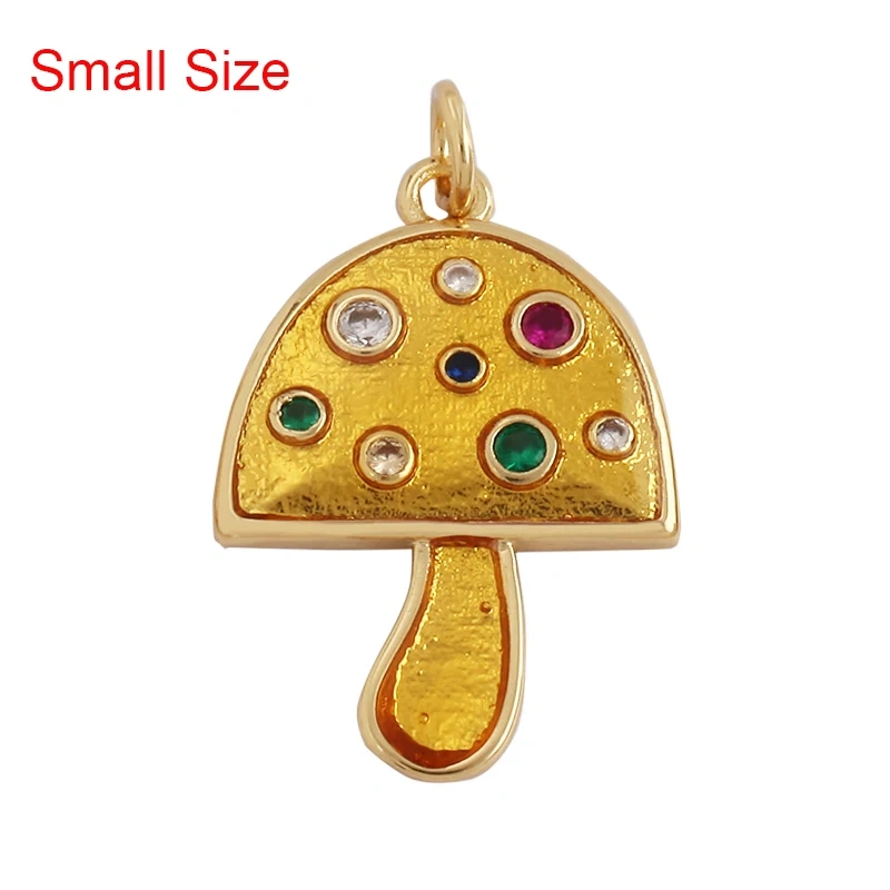 Mushroom Stripe Heart Charm Pendant, 18K Gold Plated Zircon Necklace Bracelet For Handmade Jewelry L24 M82