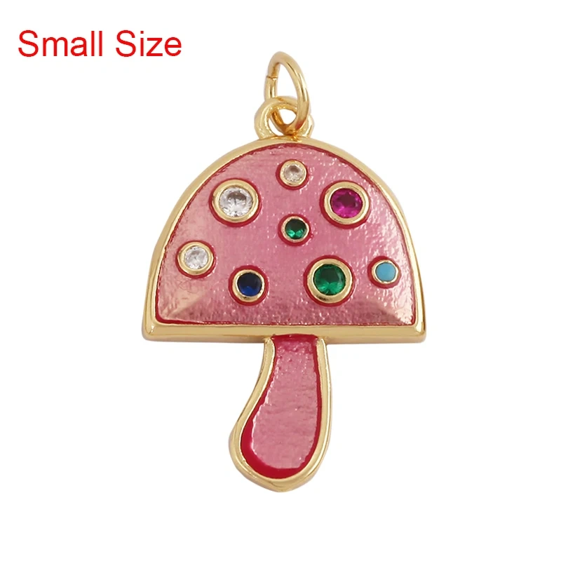 Mushroom Stripe Heart Charm Pendant, 18K Gold Plated Zircon Necklace Bracelet For Handmade Jewelry L24 M82