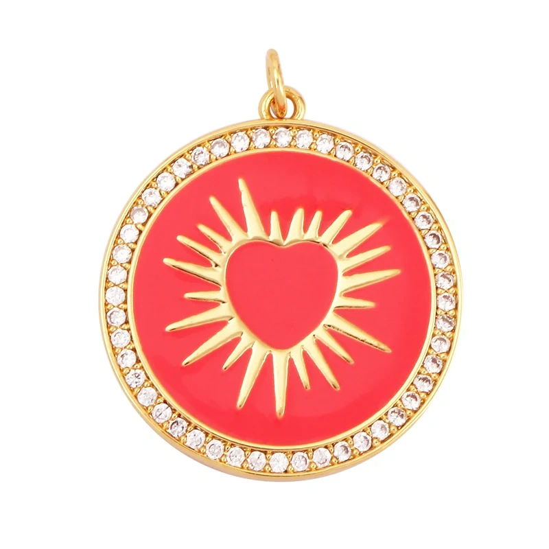 Colourful Enamel Heart Charm Neon Pink White Black Blue Pendant Oil Dropped , Real Gold Plated Colour for Necklace Bracelet K10