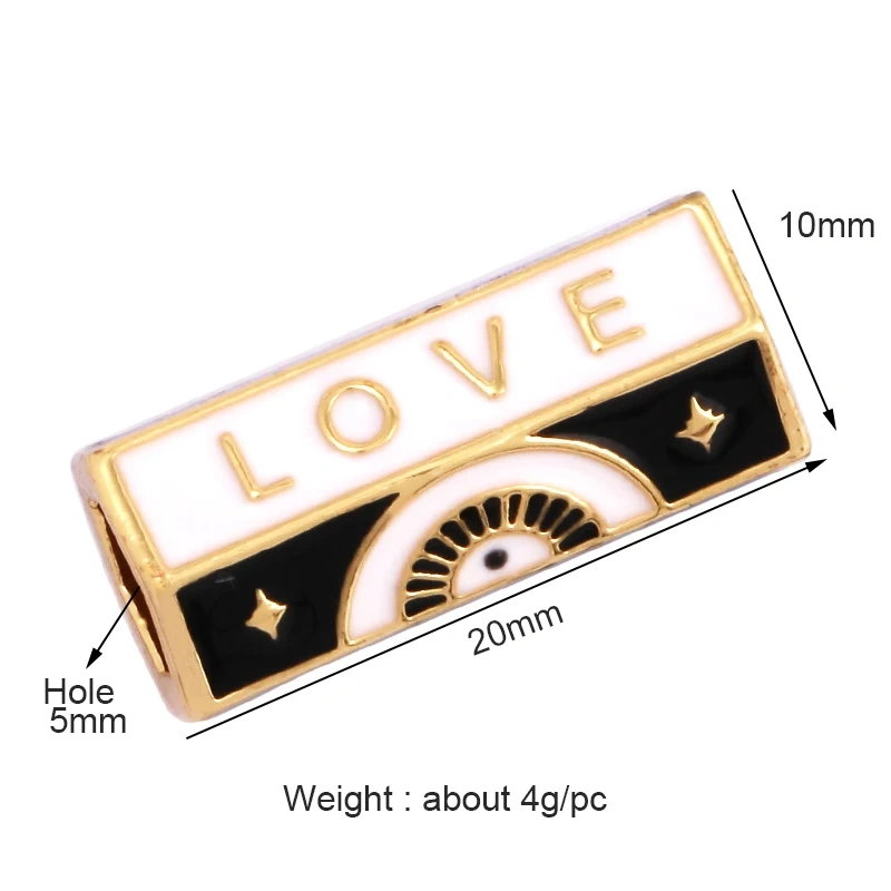 Love Amour Happy Dream Bullet hexagonal beads Tube, Spacor Enamel Metal Brass Based,Hand knotting Makding Supplies , men's bead