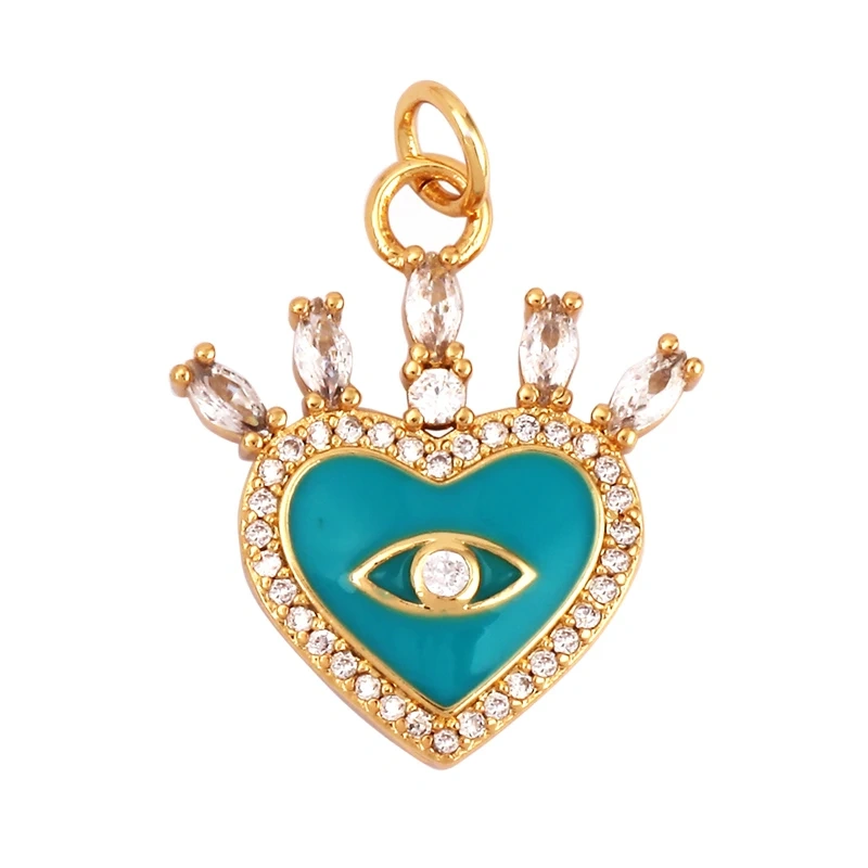 Palace Heart Enamel Charm Neon Pink Orange Turquoise Red Pendant Oil Dropped,Gold Plated Colour,Necklace Bracelet Pendant M82