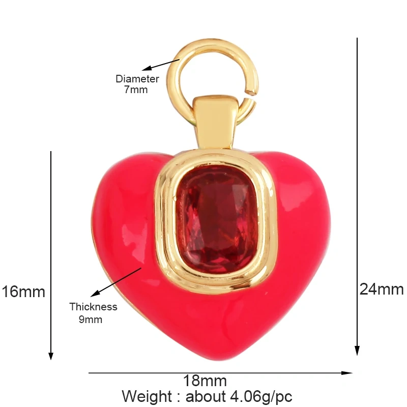 Fashion Colourful Enamel Dripping Oil Love Heart Charm Pendant,Cute 18K Gold Zircon Mix Style Jewelry Necklace Accessories L26