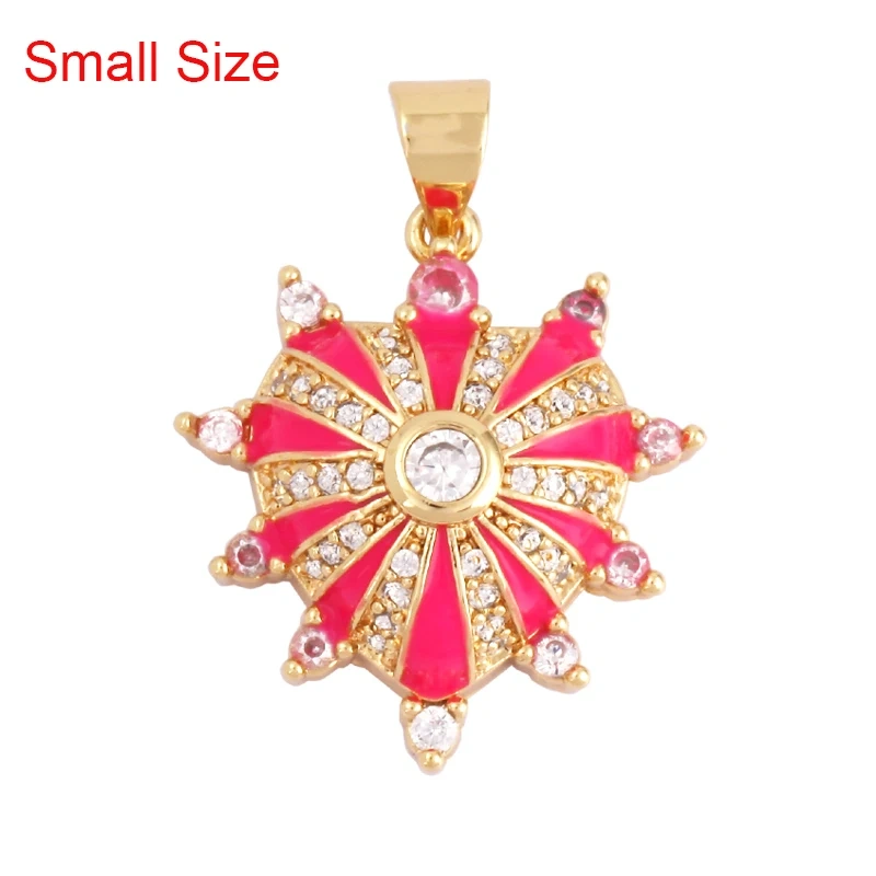 Palace Heart Enamel Charm Neon Pink Orange Turquoise Red Pendant Oil Dropped,Gold Plated Colour,Necklace Bracelet Pendant M82