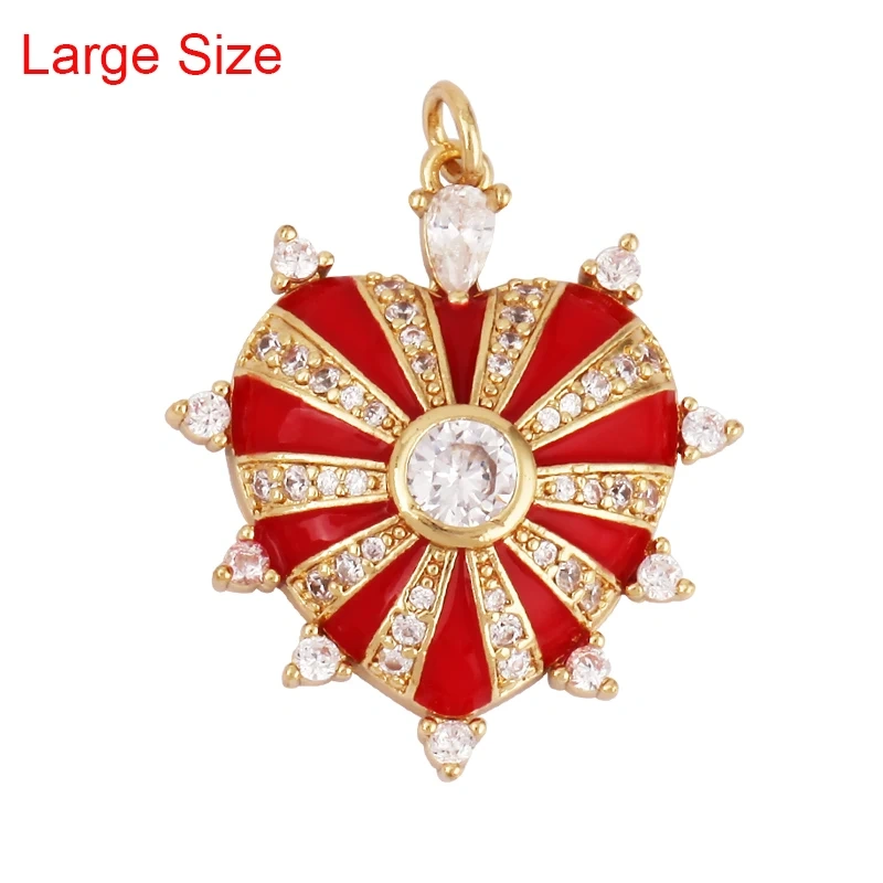 Palace Heart Enamel Charm Neon Pink Orange Turquoise Red Pendant Oil Dropped,Gold Plated Colour,Necklace Bracelet Pendant M82