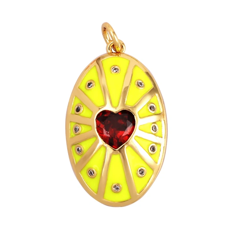 Palace Heart Enamel Charm Neon Pink Orange Turquoise Red Pendant Oil Dropped,Gold Plated Colour,Necklace Bracelet Pendant M82