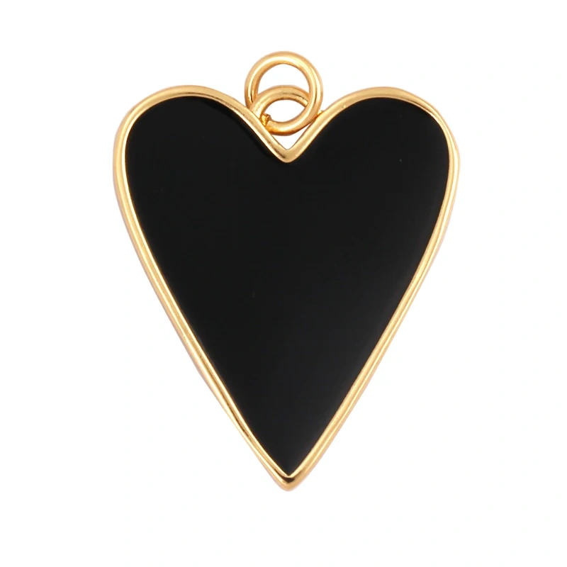 Colourful Enamel Heart Charm Neon Pink White Black Blue Pendant Oil Dropped , Real Gold Plated Colour for Necklace Bracelet K10