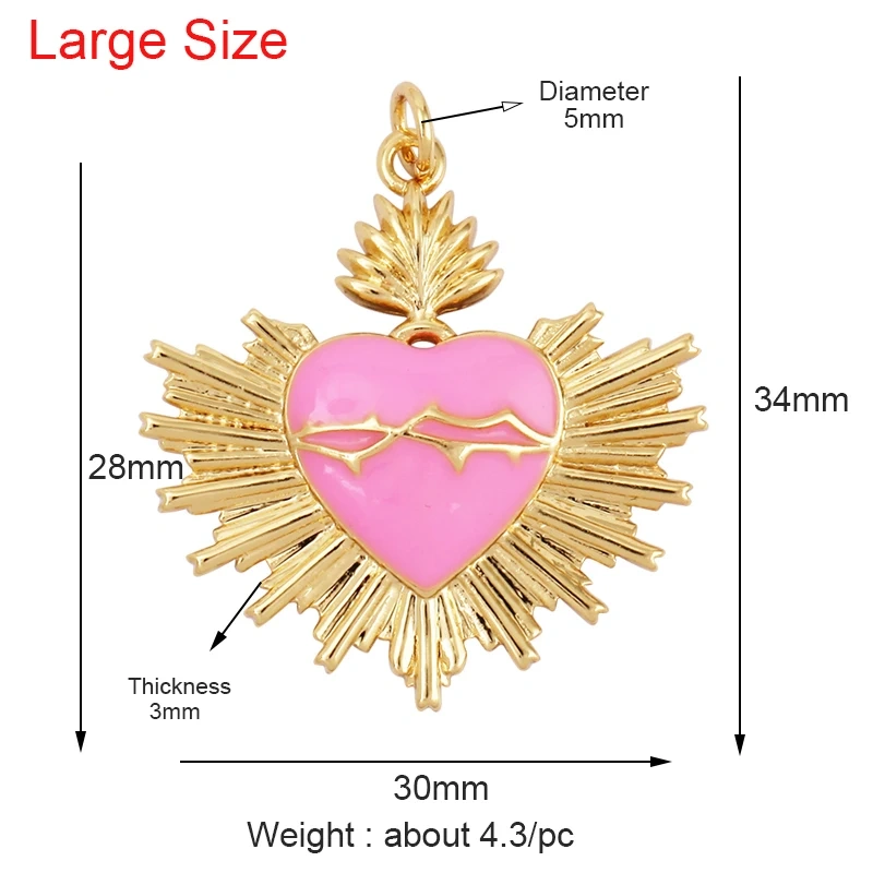 Colourful Enamel Heart Charm Neon Pink White Black Blue Pendant Oil Dropped , Real Gold Plated Colour for Necklace Bracelet K10