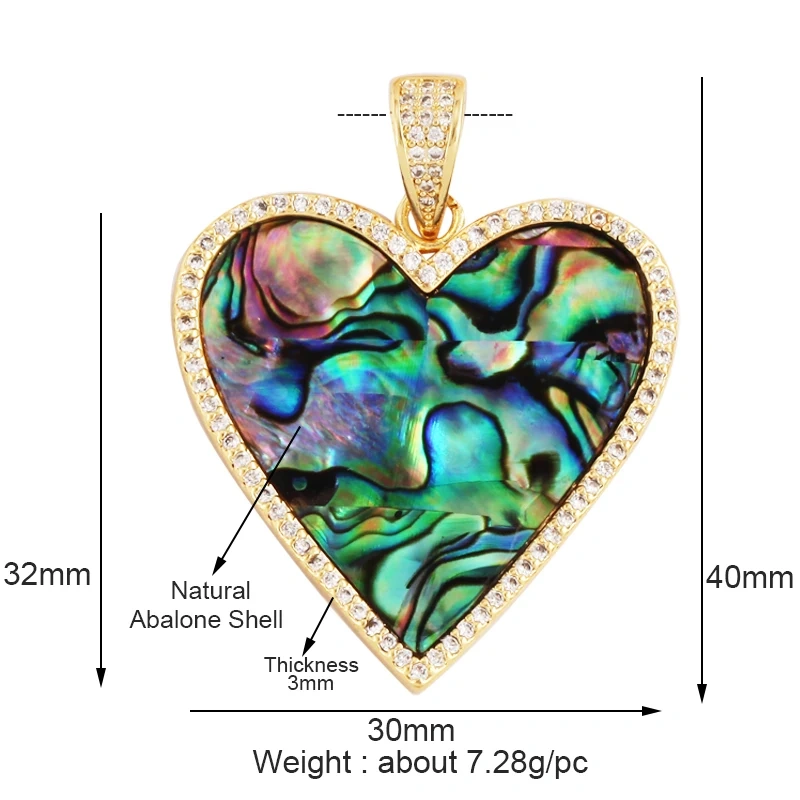 Fashion Elegant Love Heart Round Shape Natural Mother of Pearl Shell Agate Malachite Pendant Charm,DIY Necklace Accessories M30