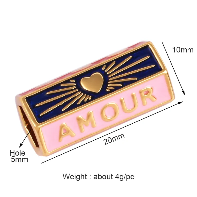 Love Amour Happy Dream Bullet hexagonal beads Tube, Spacor Enamel Metal Brass Based,Hand knotting Makding Supplies , men's bead
