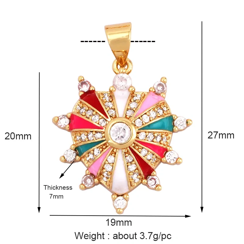 Palace Heart Enamel Charm Neon Pink Orange Turquoise Red Pendant Oil Dropped,Gold Plated Colour,Necklace Bracelet Pendant M82