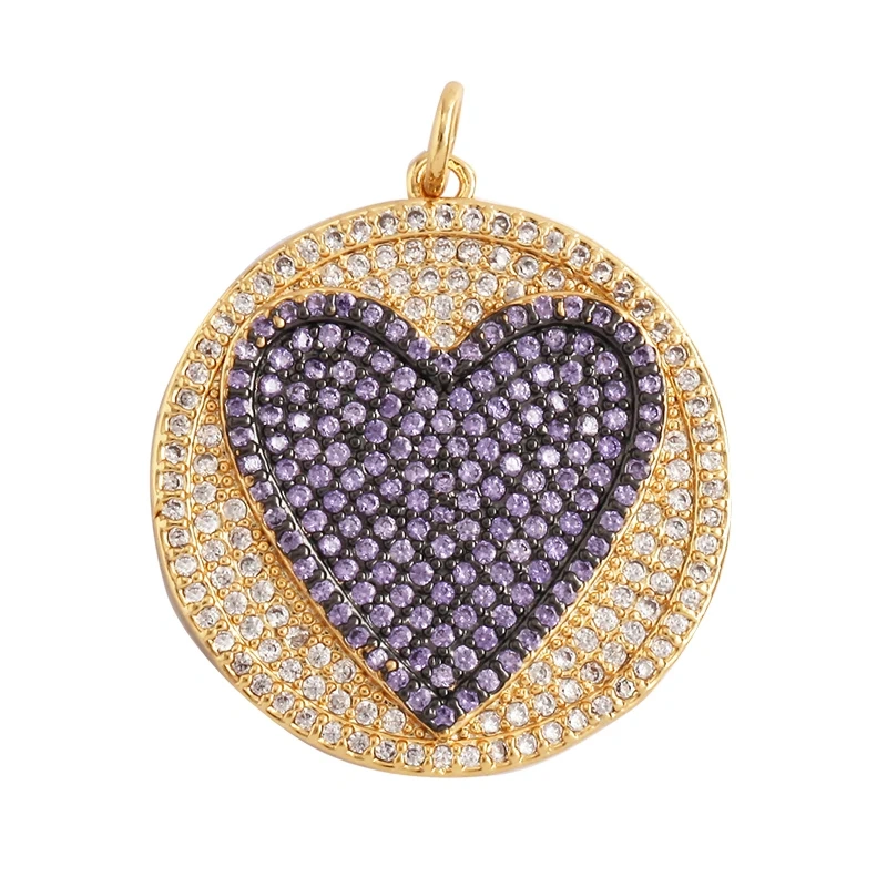 Acred Sacred Red Heart Charm Mexico Victorian Love Zircon Pendant,Christian 18K Real Gold Plated for Jewelry Making Supplies L26