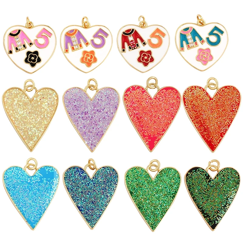 Glittery Pop Colourful Clothing Theme Heart Charms Pendant,Fashion Drop Oil Enamel Romantic Love Jewelry Necklace Accessory K10