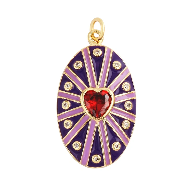 Mushroom Stripe Heart Charm Pendant, 18K Gold Plated Zircon Necklace Bracelet For Handmade Jewelry L24 M82