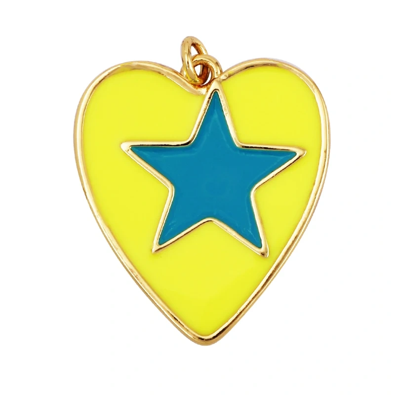 Colourful Enamel Heart Charm Neon Pink White Black Blue Pendant Oil Dropped , Real Gold Plated Colour for Necklace Bracelet K10