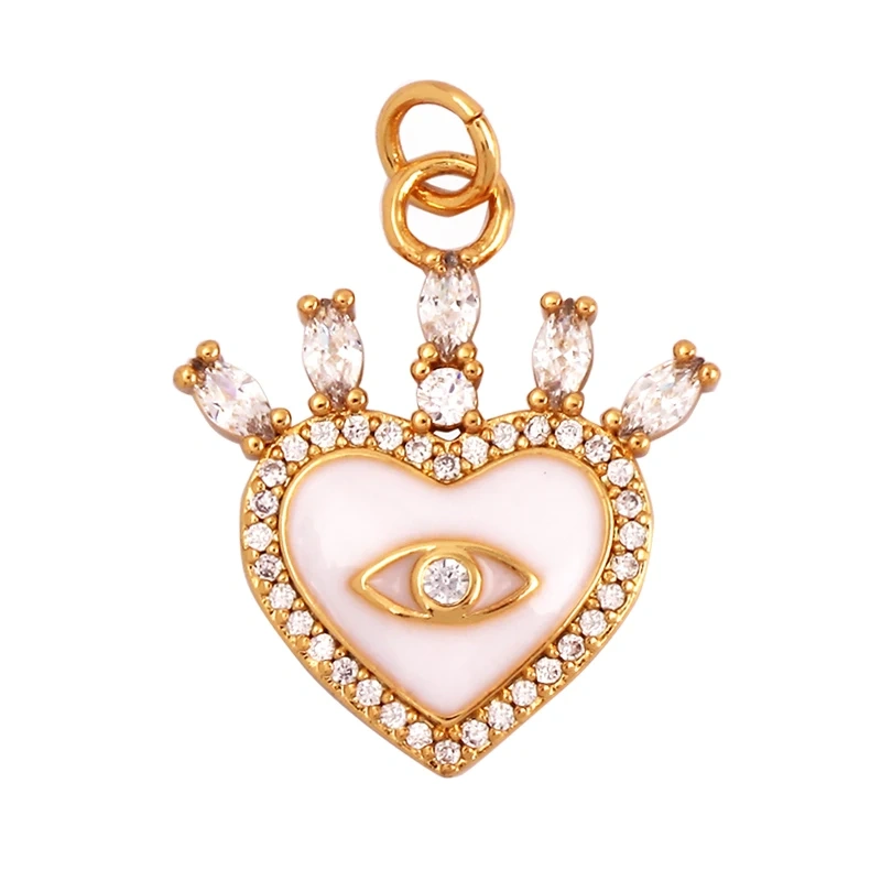 Palace Heart Enamel Charm Neon Pink Orange Turquoise Red Pendant Oil Dropped,Gold Plated Colour,Necklace Bracelet Pendant M82