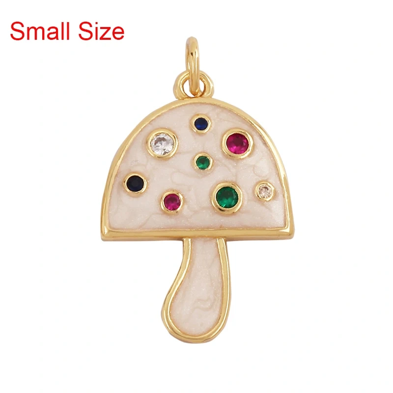 Mushroom Stripe Heart Charm Pendant, 18K Gold Plated Zircon Necklace Bracelet For Handmade Jewelry L24 M82