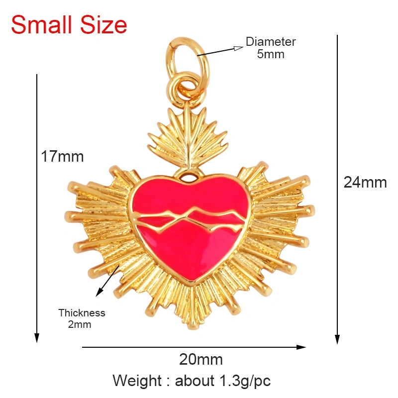 Colourful Enamel Heart Charm Neon Pink White Black Blue Pendant Oil Dropped , Real Gold Plated Colour for Necklace Bracelet K10