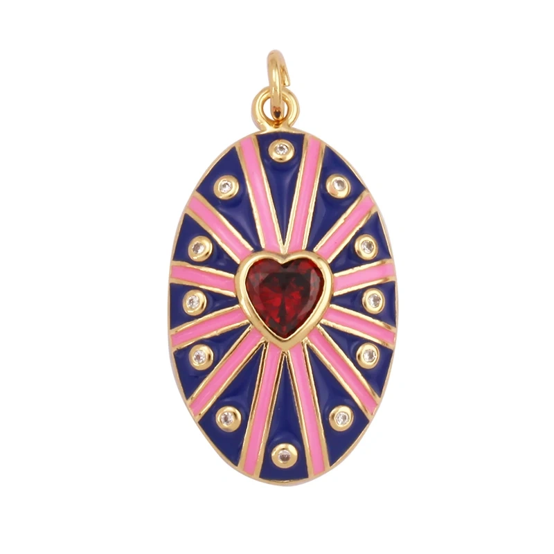 Mushroom Stripe Heart Charm Pendant, 18K Gold Plated Zircon Necklace Bracelet For Handmade Jewelry L24 M82