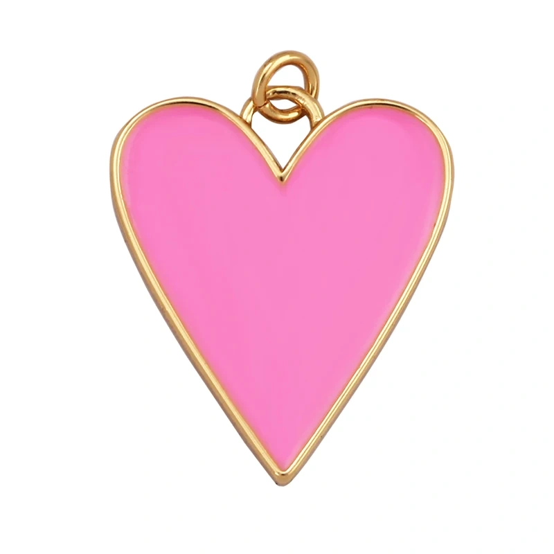 Colourful Enamel Heart Charm Neon Pink White Black Blue Pendant Oil Dropped , Real Gold Plated Colour for Necklace Bracelet K10