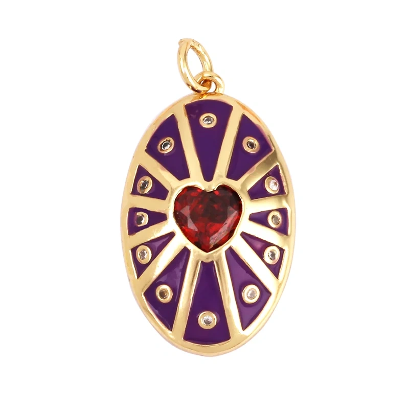 Palace Heart Enamel Charm Neon Pink Orange Turquoise Red Pendant Oil Dropped,Gold Plated Colour,Necklace Bracelet Pendant M82