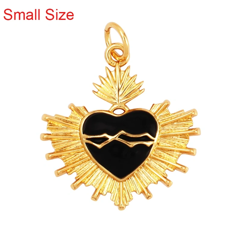 Colourful Enamel Heart Charm Neon Pink White Black Blue Pendant Oil Dropped , Real Gold Plated Colour for Necklace Bracelet K10