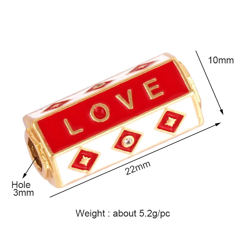 Love Amour Happy Dream Bullet hexagonal beads Tube, Spacor Enamel Metal Brass Based,Hand knotting Makding Supplies , men's bead