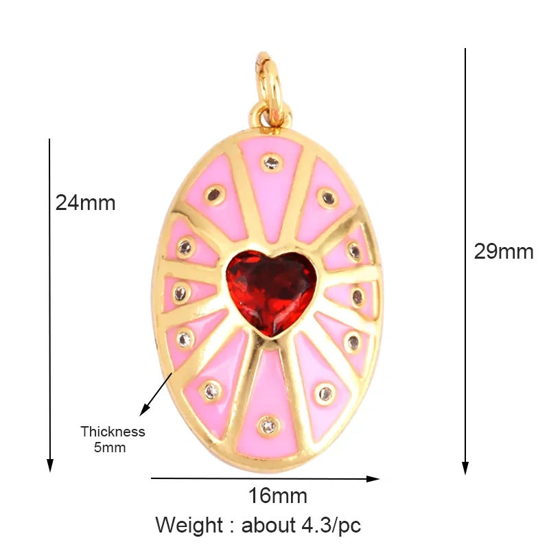 Palace Heart Enamel Charm Neon Pink Orange Turquoise Red Pendant Oil Dropped,Gold Plated Colour,Necklace Bracelet Pendant M82