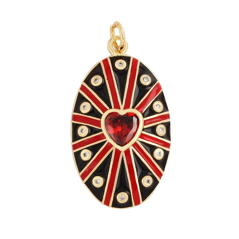 Mushroom Stripe Heart Charm Pendant, 18K Gold Plated Zircon Necklace Bracelet For Handmade Jewelry L24 M82