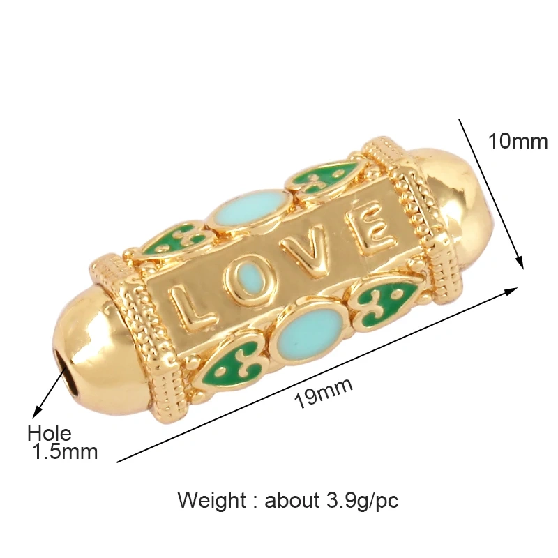 Love Amour Happy Dream Bullet hexagonal beads Tube, Spacor Enamel Metal Brass Based,Hand knotting Makding Supplies , men's bead