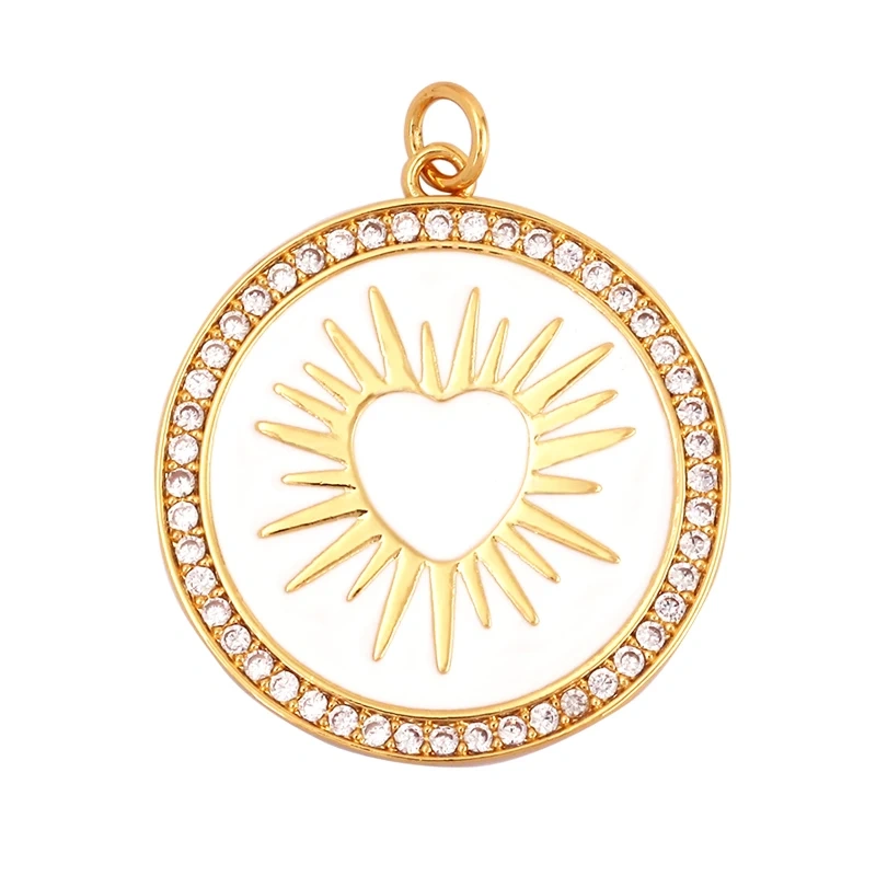 Colourful Enamel Heart Charm Neon Pink White Black Blue Pendant Oil Dropped , Real Gold Plated Colour for Necklace Bracelet K10