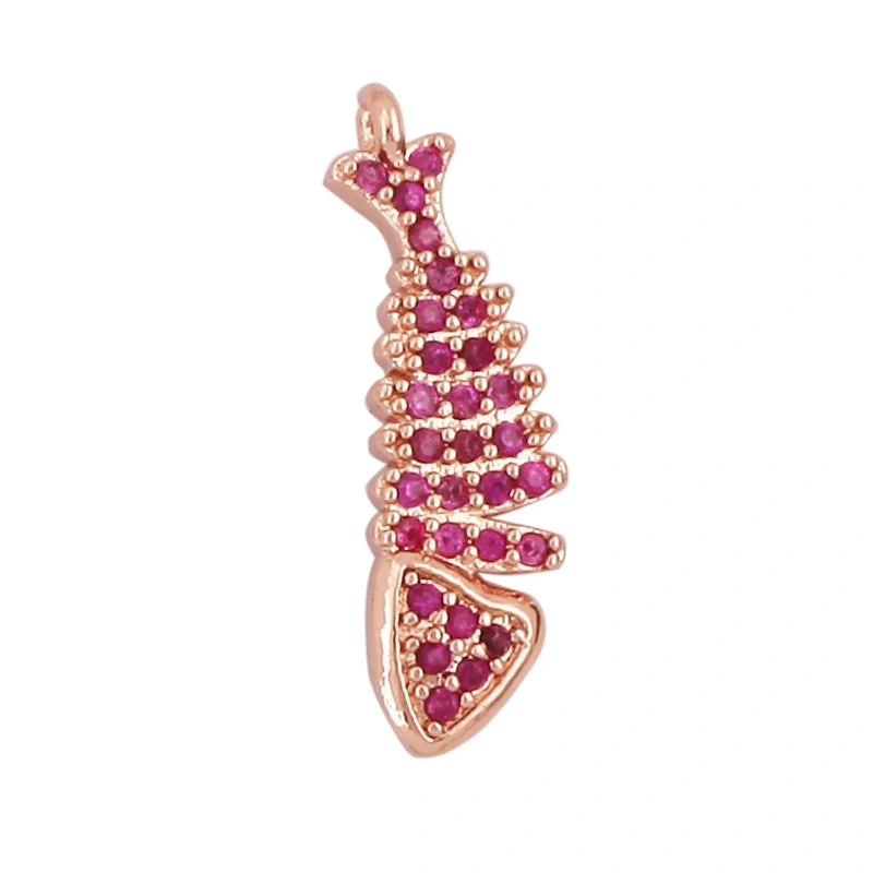 Blue Ocean Shell Animal Dolphin Tropical Fish Bone Seastar Shrimp Charm Pendant,18K Gold Plated Zircon Jewelry Findings L34