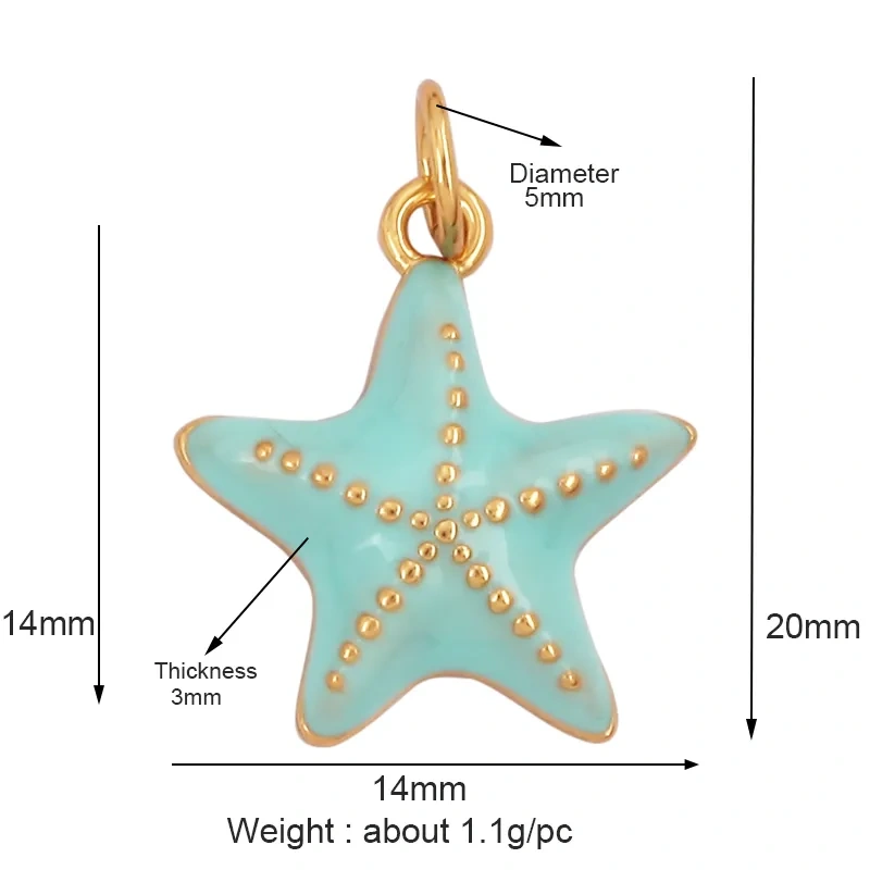 New Multicolor Enamel Pearl Scallop Starfish Seahorse Charm Necklace Pendant,Summer Beach Holiday Jewelry Components Supply L34