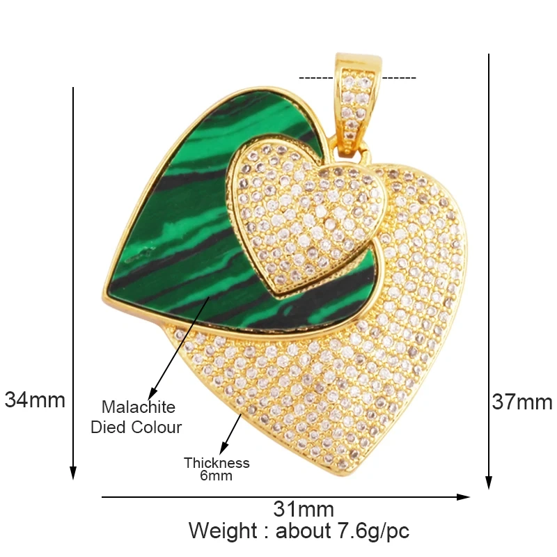 Fashion Elegant Love Heart Round Shape Natural Mother of Pearl Shell Agate Malachite Pendant Charm,DIY Necklace Accessories M30