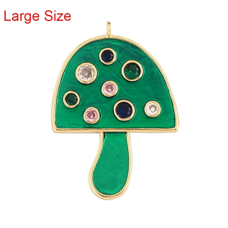 Mushroom Stripe Heart Charm Pendant, 18K Gold Plated Zircon Necklace Bracelet For Handmade Jewelry L24 M82