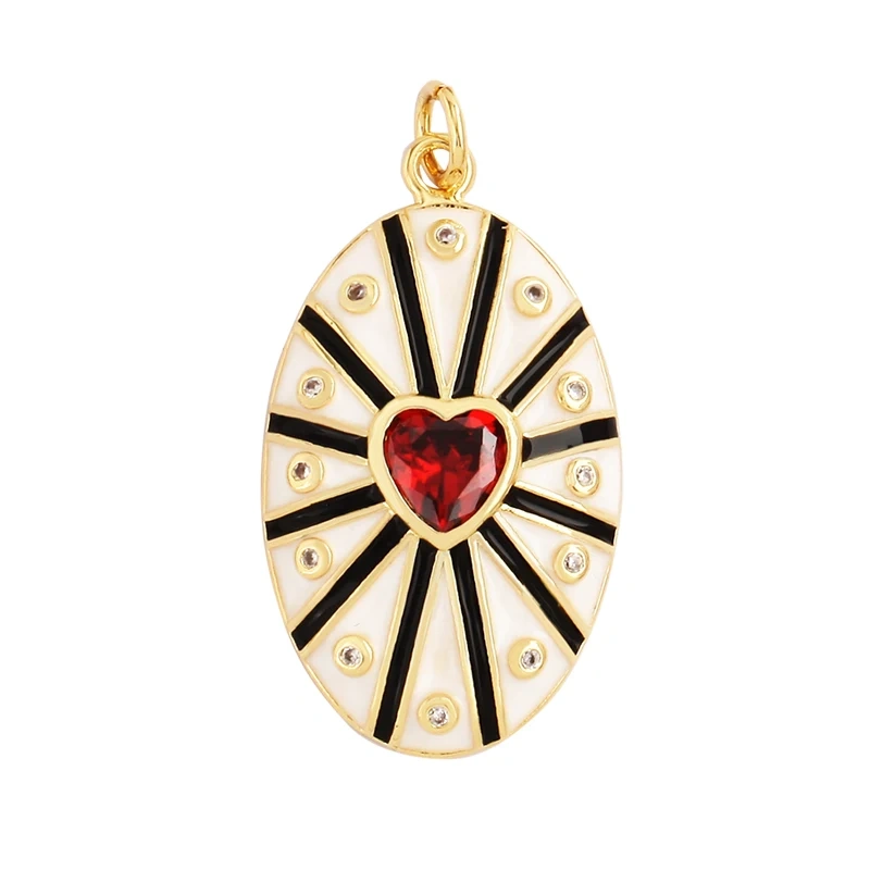 Mushroom Stripe Heart Charm Pendant, 18K Gold Plated Zircon Necklace Bracelet For Handmade Jewelry L24 M82