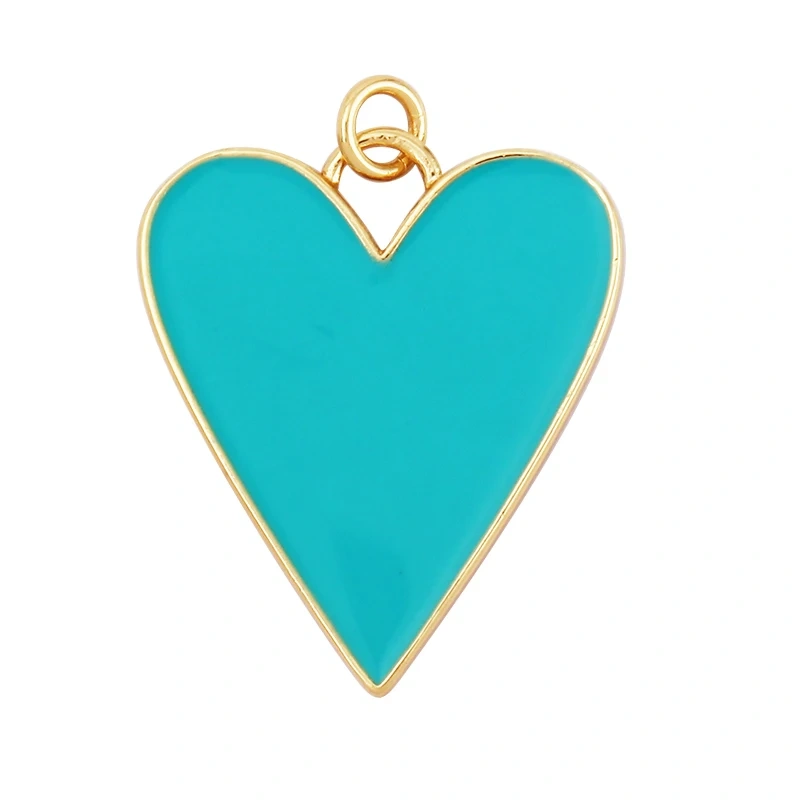 Colourful Enamel Heart Charm Neon Pink White Black Blue Pendant Oil Dropped , Real Gold Plated Colour for Necklace Bracelet K10