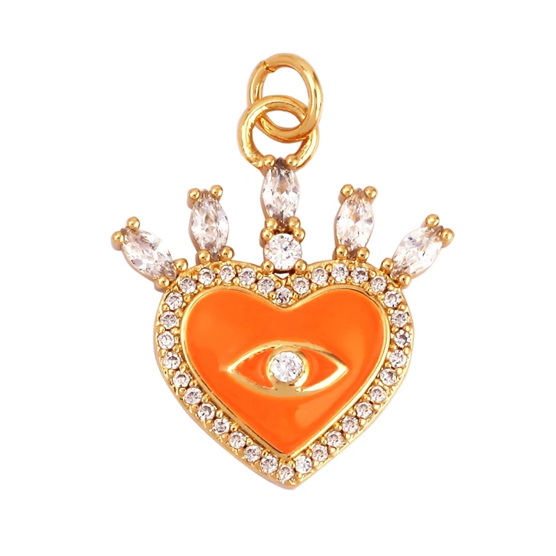 Palace Heart Enamel Charm Neon Pink Orange Turquoise Red Pendant Oil Dropped,Gold Plated Colour,Necklace Bracelet Pendant M82