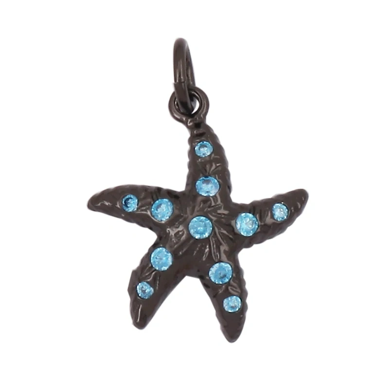 Blue Ocean Shell Animal Dolphin Tropical Fish Bone Seastar Shrimp Charm Pendant,18K Gold Plated Zircon Jewelry Findings L34