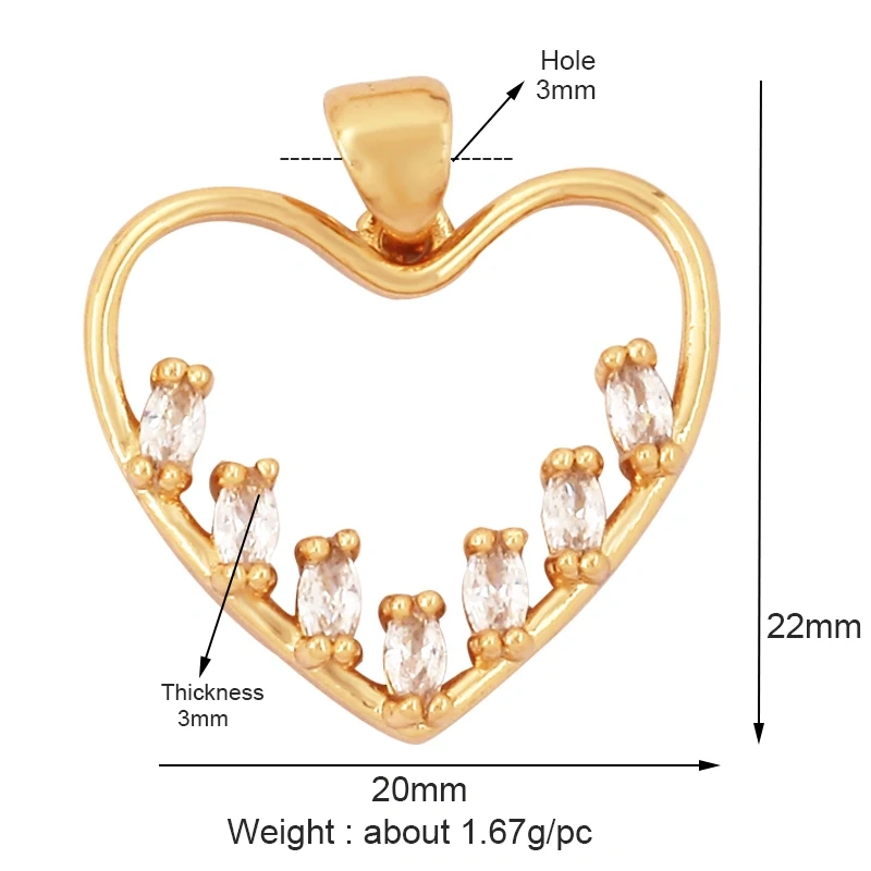 Acred Sacred Red Heart Charm Mexico Victorian Love Zircon Pendant,Christian 18K Real Gold Plated for Jewelry Making Supplies L26