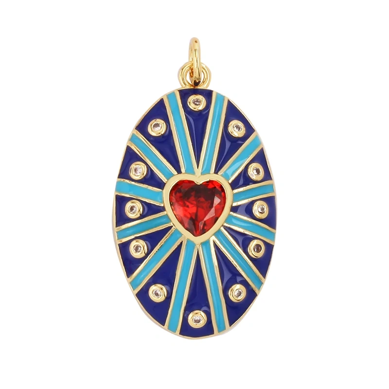 Mushroom Stripe Heart Charm Pendant, 18K Gold Plated Zircon Necklace Bracelet For Handmade Jewelry L24 M82