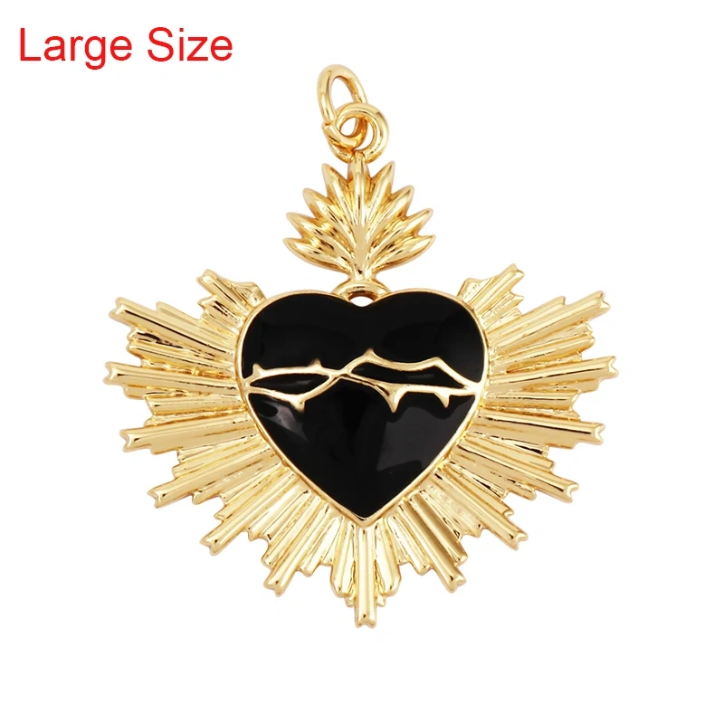 Colourful Enamel Heart Charm Neon Pink White Black Blue Pendant Oil Dropped , Real Gold Plated Colour for Necklace Bracelet K10